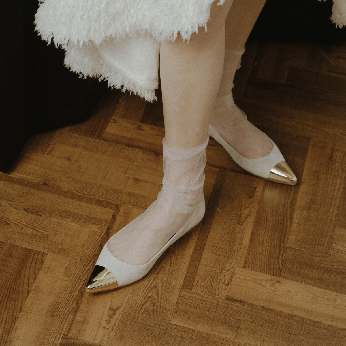 トゥキャップシューズ/ホワイト