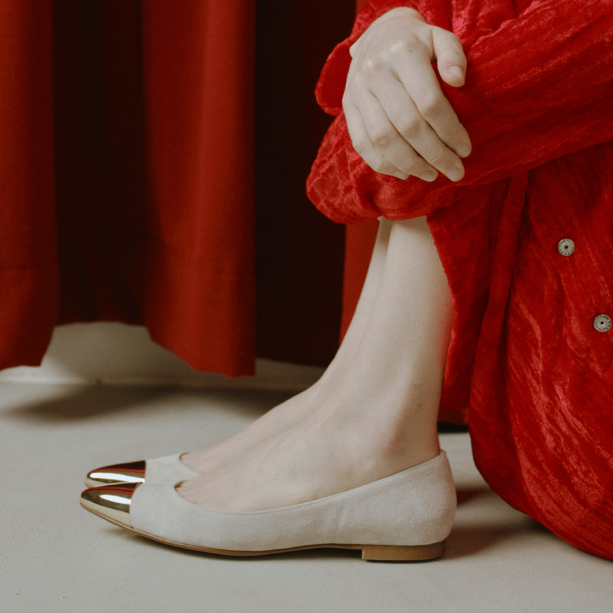 トゥキャップシューズ/ホワイト