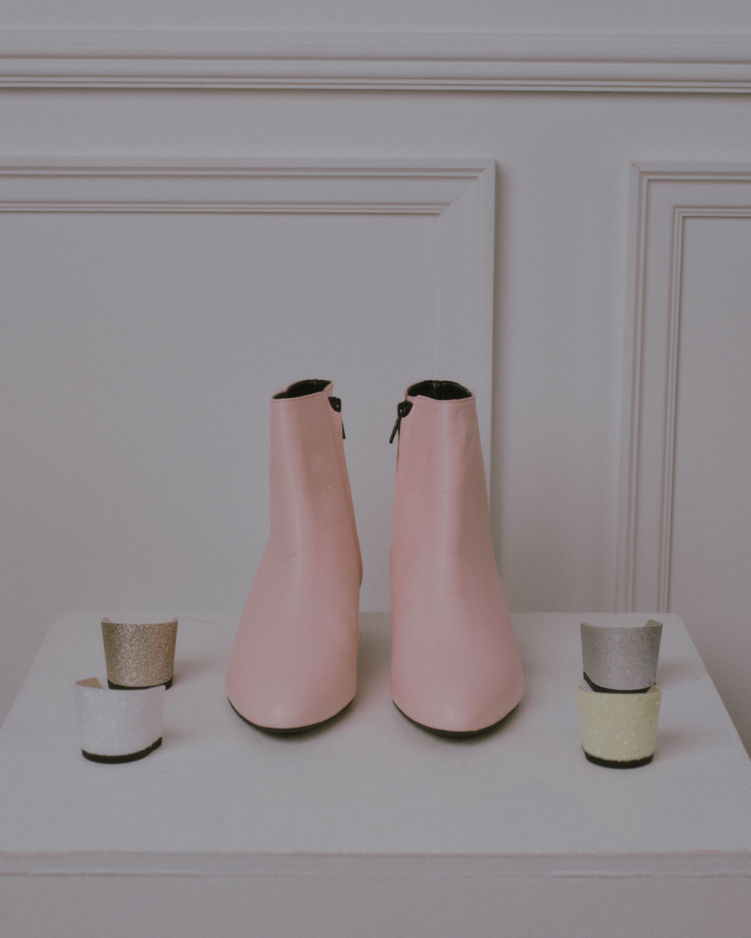 ヒールを着せ替えできるブーツ/ピンク