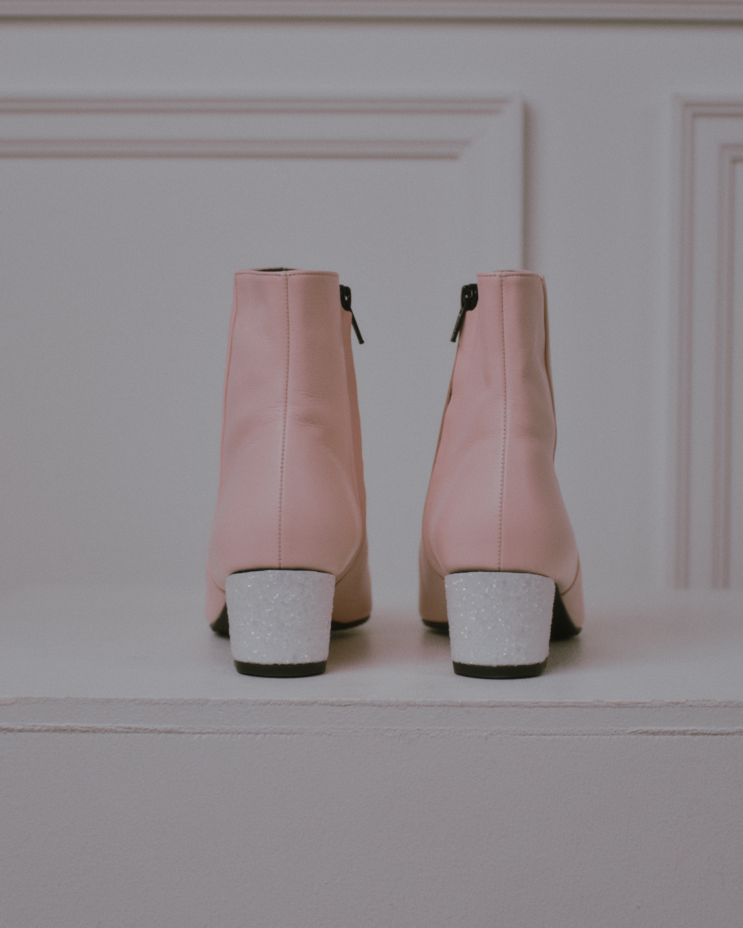 ヒールを着せ替えできるブーツ/ピンク