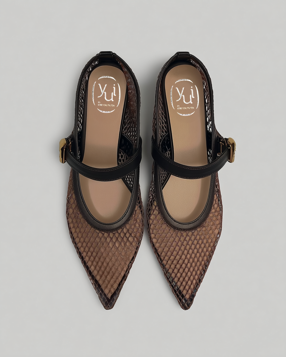 メッシュポインテッドメリージェーン-ブロンズ