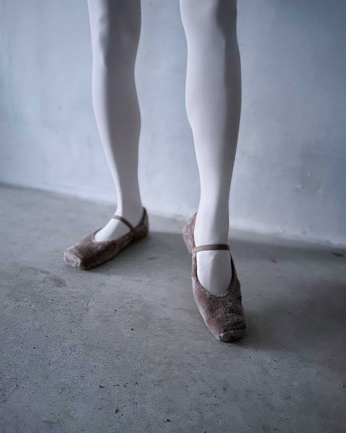 ファーフラットシューズ - シナモン