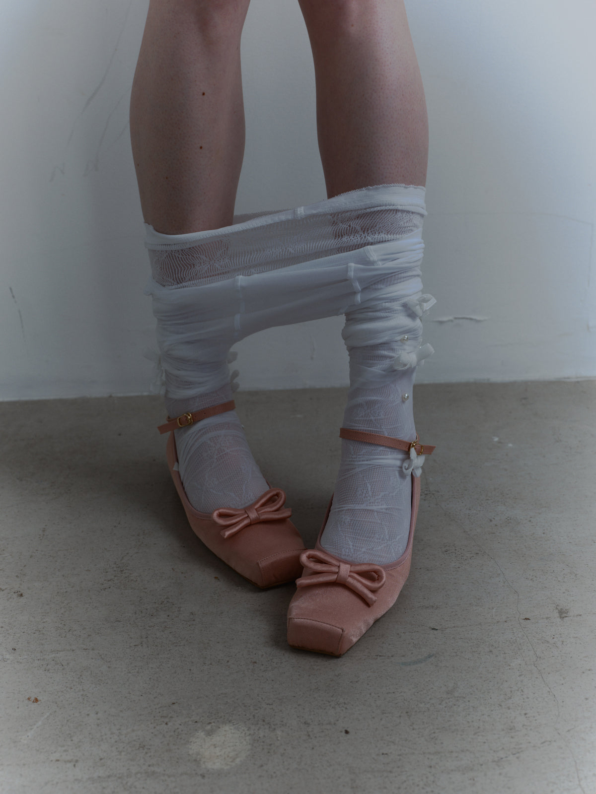 サテンバレエフラット-ピンク