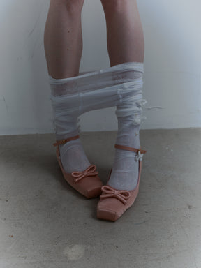 サテンバレエフラット-ピンク