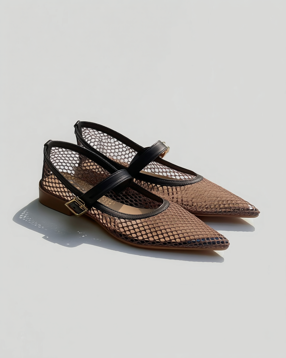 メッシュポインテッドメリージェーン-ブロンズ