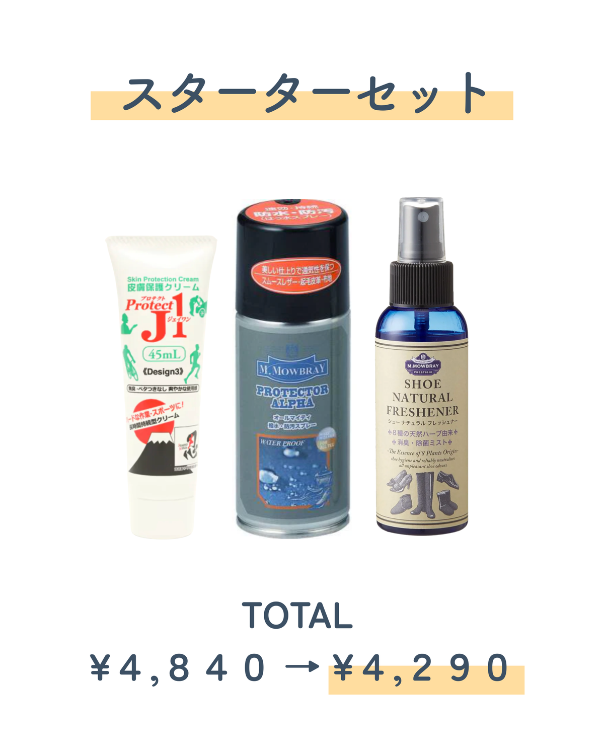 おすすめケアセット【¥4,840→¥4,290】「痛くない・臭わない・汚れない」プロが選んだ "靴の健康" 3点セット（スターターパック）
