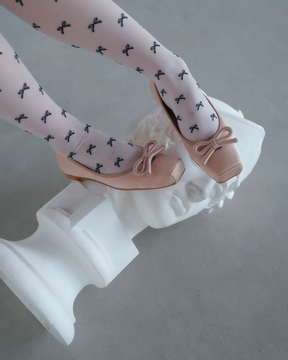 サテンバレエフラット-ブラウン