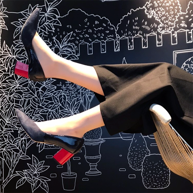 GRACE Suede×Patent Midnight Blue