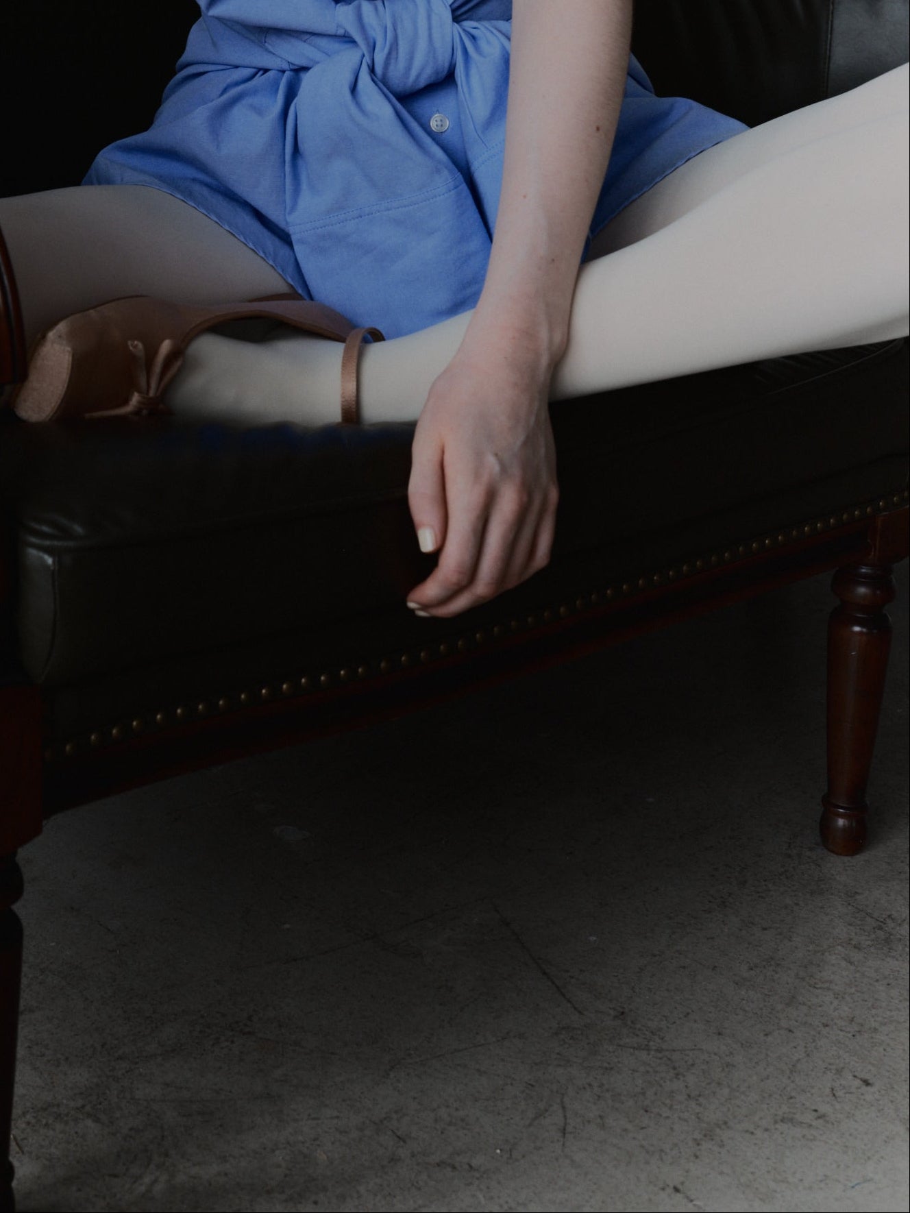 サテンバレエフラット-ブラウン