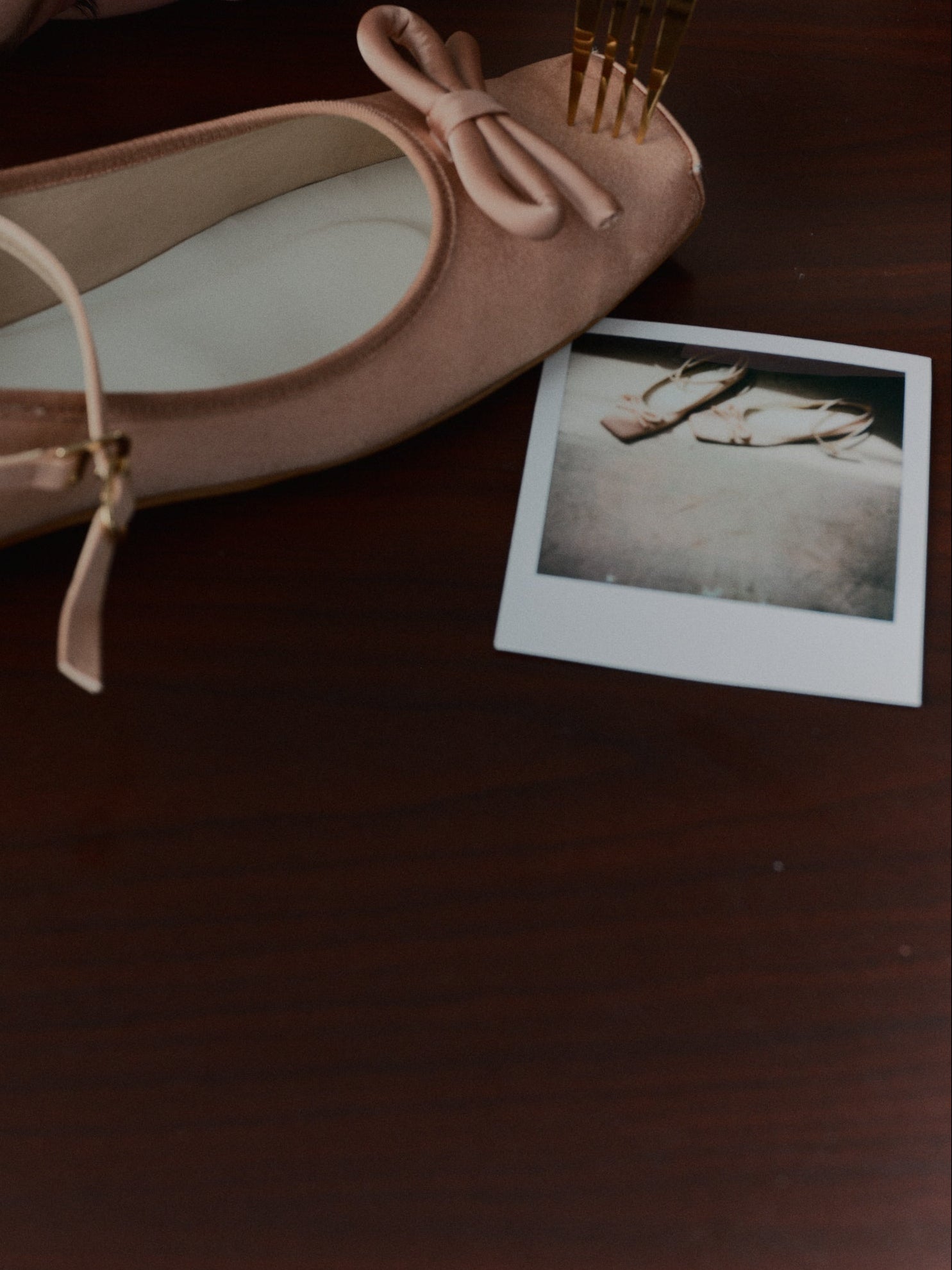 サテンバレエフラット-ブラウン