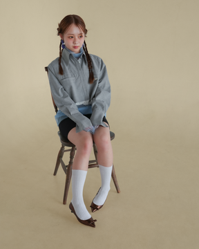 メタリックリボンポインテッドパンプス-ブロンズ