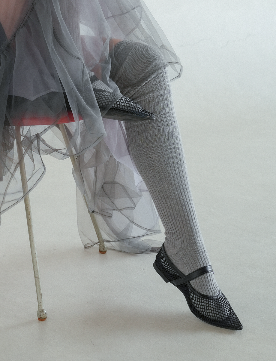 メッシュポインテッドメリージェーン-ブラック