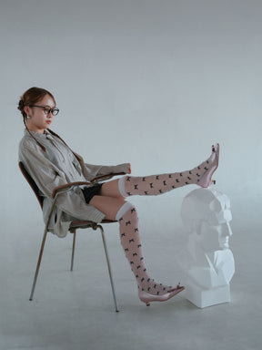 メタリックリボンポインテッドパンプス-ピンク