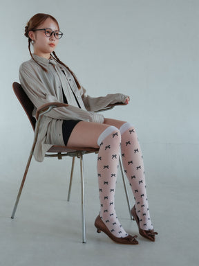 メタリックリボンポインテッドパンプス-ブロンズ