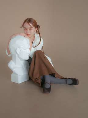 ファーフラットシューズ - チョコ